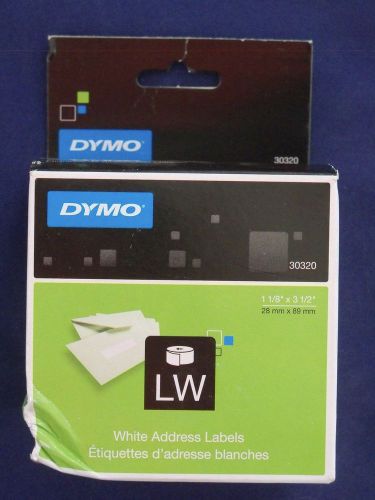 Dymo White Address Labels - 30320 - LW - 1 1/8&#034; x 3 1/2&#034; - 2 Rolls of 260 - OEM