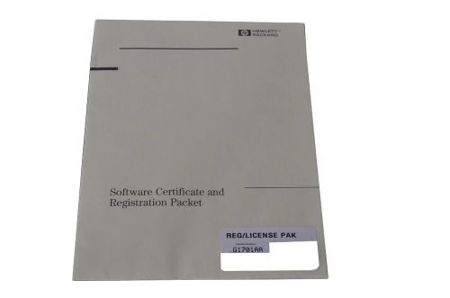 G1701AA GC/MSD ChemStation Software Certificate and Registiration Packet