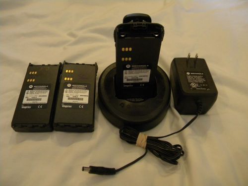 Lot 3 Motorola HNN4003A Batteries &amp; HTN9000B Charging Base &amp; 481809OO3NT Adapter