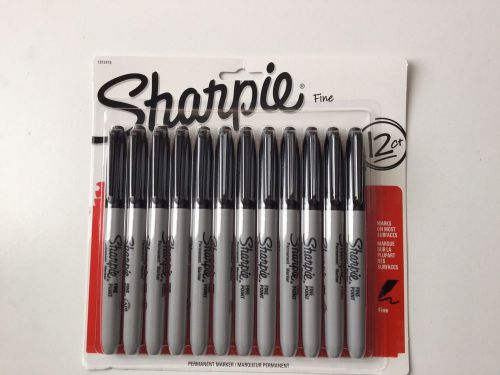 New 1 Pack Of 12 Sharpie Black Color Fine Point Permanent Markers