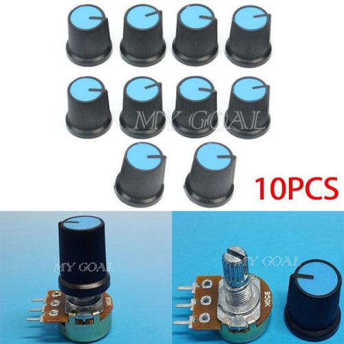 10X Handy Blue Face Plastic for Rotary Taper Switch Potentiometer Hole 6mm Knob