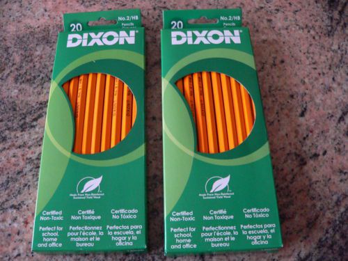 40 New Dixon #2 Pencils, Real Wood - 2 Retail Boxes of 20