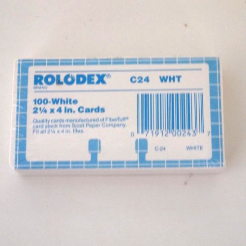 Rolodex Brand 2 1/4&#034; x 4&#034; Refill Cards 100 Pack New Sealed C24 WHT