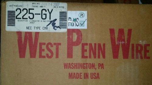 1000&#039; West Penn Wire 225-GY 2 conductor 16 awg stranded jacket