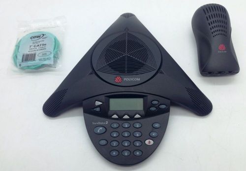 Polycom soundstation2 2201-16000-601 conference phone (black) w/ wall module #kc for sale