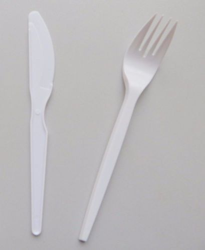 200 Pack Plastic Knives Forks Disposable White Solo Reliance