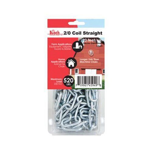 Koch a10922 2/0 by 20-feet coil straight chain, zinc plated for sale