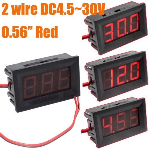 10pcs/lot red 0.56&#034; dc 4.5-30v 2 wire digital led voltmeter voltage tester panel for sale