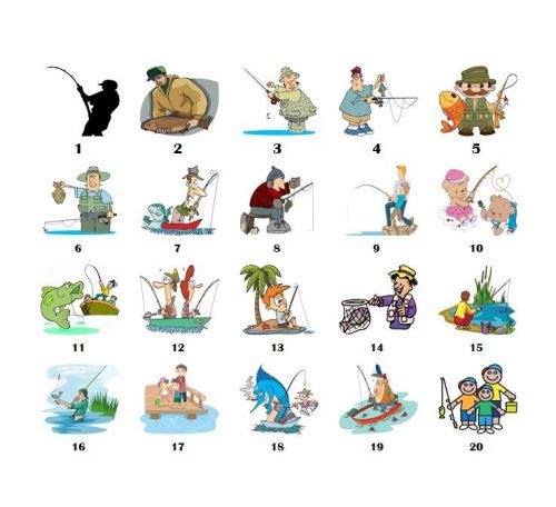 30 Square Stickers Envelope Seals Favor Tags Fishing Buy 3 get 1 free (f1)