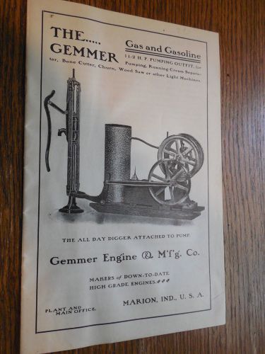 1903 GEMMER HIT MISS ENGINE SALES CATALOG POSSIBLY REPRINT?