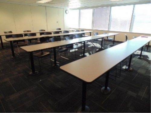 Lot of 8 classroom tables and 25 stacking chairs for sale