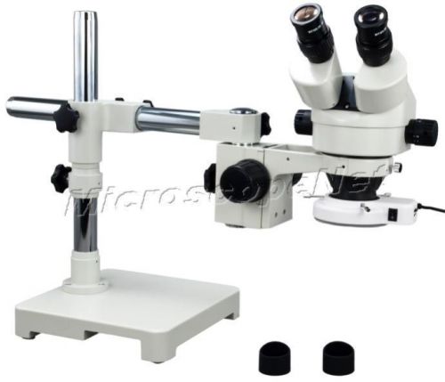Heavy Base Binocular 7X-45X Zoom Boom Stand Microscope+144 Bright LED Ring Light