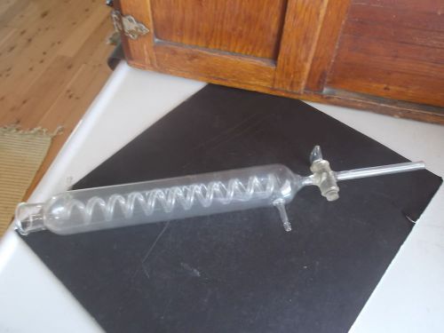 Pyrex glass condenser coil w/stopper distillery distillation reflux lab nice.... for sale