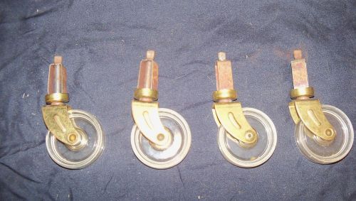 Set of 4 Vtg Caster Wheels 2 inch  Clear Plastic Mid Century