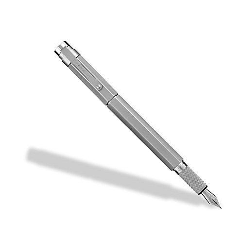 Levenger L-Tech 3.0 Fountain Pen, Fine - Chrome, Bold (AP12640 CR B NM)