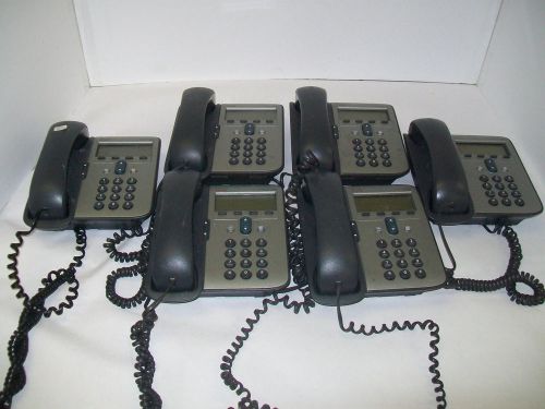 -LOT OF 6- Cisco IP Phone 7906 CP-7906G Phone Base and Hand Set