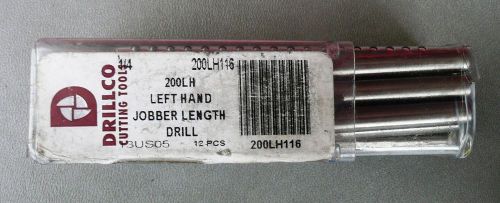 Box of twelve (12) Drillco 200LH116 Left Hand Jobber Length Drill 1/4&#034;