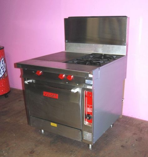 Vulcan 2 burner / 1 hot top (french plate) / 1 oven range! for sale