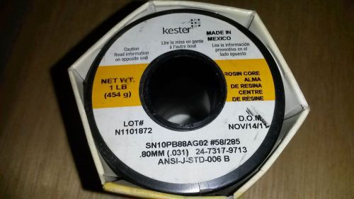 Kester 285 rosin core solder one 1lb roll .031 p/n 24-7317-9713 new sn10pb88ag02 for sale