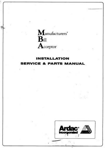 Ardac MBA Installation Service Parts Manual (51 Pages)