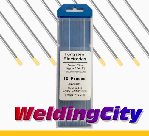 Weldingcity 1.5% lanthanated wl15 gold tig tungsten electrodes 040&#034; x 7&#034; x10 for sale