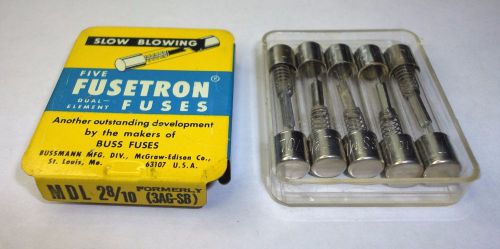 Box of 5 nos type 3ag-sb bussmann  mdl 2-8/10 amp slow blowing fuses  250v for sale