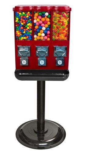 Triple Time Gumball &amp; Candy Vending Machine - RED