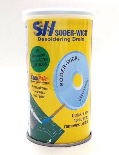 Soder-Wick Desoldering Braid, SW18025/SW18035/SW18045,  10 bobbins, Vacuum Can