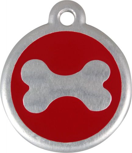 RedDingo Bone Tag with Call Center Number Large Red
