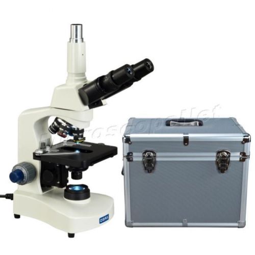 Omax compound lab trinocular led siedentopf microscope 40x-2000x+aluminum case for sale
