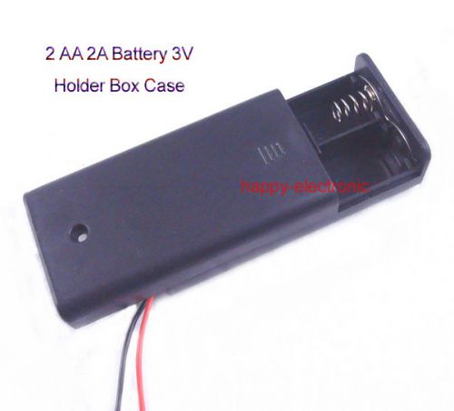 10pcs New 2 AA 2A Battery 3V Holder Box Case with ON/OFF Switch Black