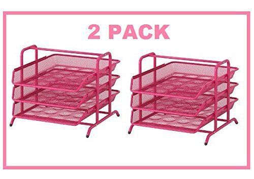 Ikea Dokument File Desk Organizer Pink Trays Steel Pack of 2