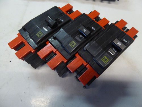SquareD QOU220 Miniature Circuit Breaker with Finger Safe Cover- Lot of 3