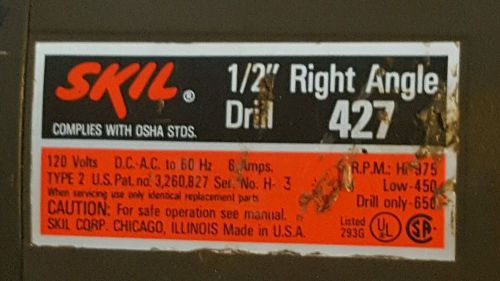 Skil 1/2&#034; Right Angle Drill 427