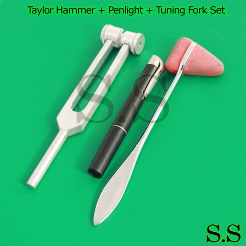 Set of 3 pcs Reflex Percussion Taylor Hammer + Penlight + Tuning Fork C 128 New
