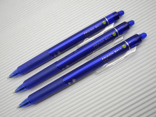 3pcs NEW FRIXION retractable  PILOT 0.7mm roller ball pen Blue(Japan)