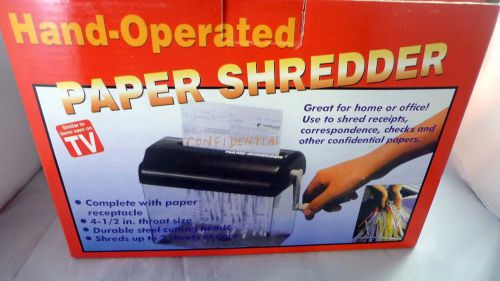Hand Operated As Seen On TV Paper Shredder 4 1/2&#034; Throat Size