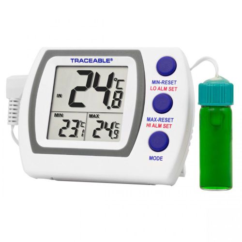 Traceable 4627 refrigerator freezer plus thermometer with 5ml vaccine bottle for sale