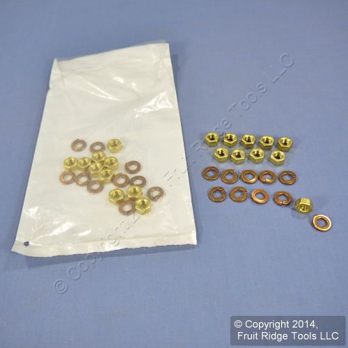 20 leviton 15 series panel receptacle brass hex nuts &amp; copper lockwashers a0008 for sale