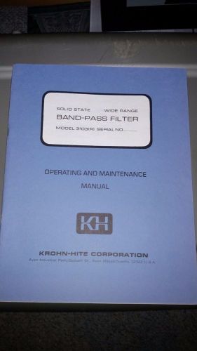 Kron-Hite Corp. Band Pass Filter Model No. 3103(R)  INSTRUCTION MANUAL