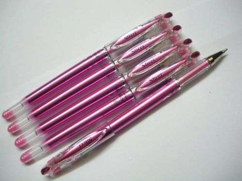5pcs New Pentel Metallic Slicci 0.8mm roller ball pen Pink(Japan)
