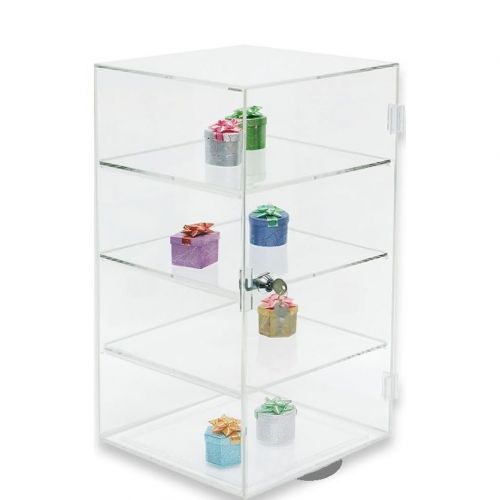 ROTATING ACRYLIC DISPLAY CASE COUNTERTOP DISPLAY CABINET Mirrored bottom CASE