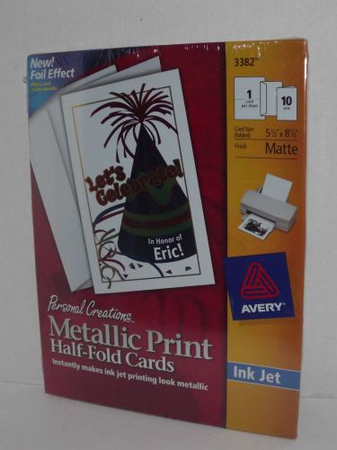 Avery Metallic Print Half Fold Cards Ink Jet 3382 Matte 10 Sets Of Cards New