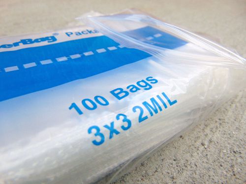 100 3&#034;x3&#034; small square zip lock bags 2mil clear poly bag reclosable 3x3 for sale
