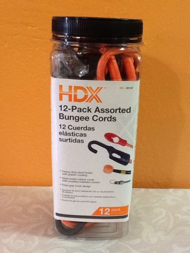 New Other!  HDX 12-Pack Assorted Bungee Cords Free Shipping! B10