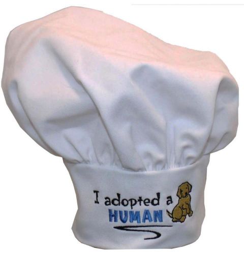 Puppy Dog Monogram White Chef Hat I Adopted a Human Funny Pet Adoption Monogram
