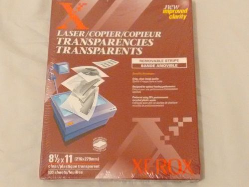 NEW!! XEROX LASER TRANSPARENCIES (100 SHEETS) REMOVABLE STRIPE. 3R3108.