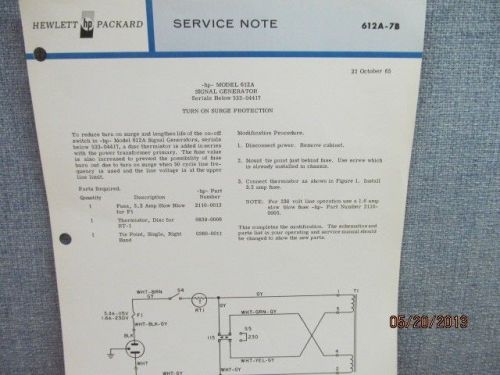 Agilent/HP 612A UHF Signal Generator Service Note Serials Below 533-04417 10/65