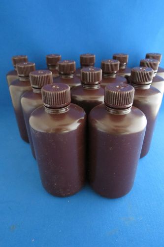 Nalgene Narrow-Mouth Amber HDPE Bottles 250mL 8 Oz Qty 14