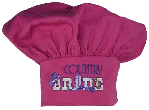 Country Bride Cowboy Hat &amp; Boot Adult Chef Hat Hot Pink Wedding Bridal Monogram